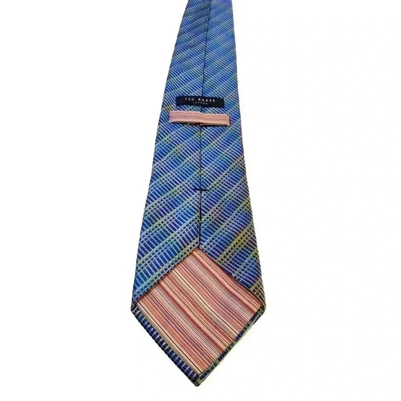 TED BAKER Blue Multicolor Geometric Stripe Silk Tie Neck Tie Neckwear USA - Picture 4 of 12